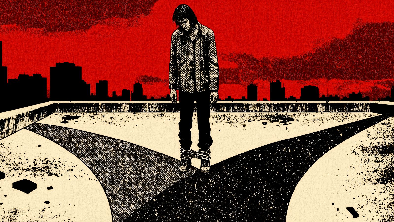 Ilustración grunge de la falacia de los costes hundidos en el trabajo