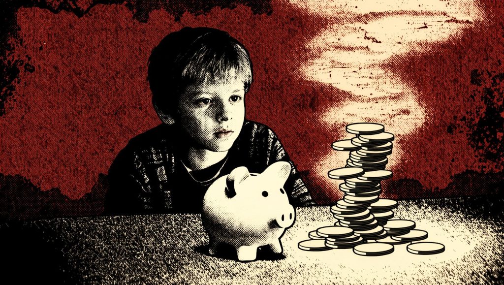 Ilustración grunge de interés compuesto: dinero multiplicándose con el tiempo
