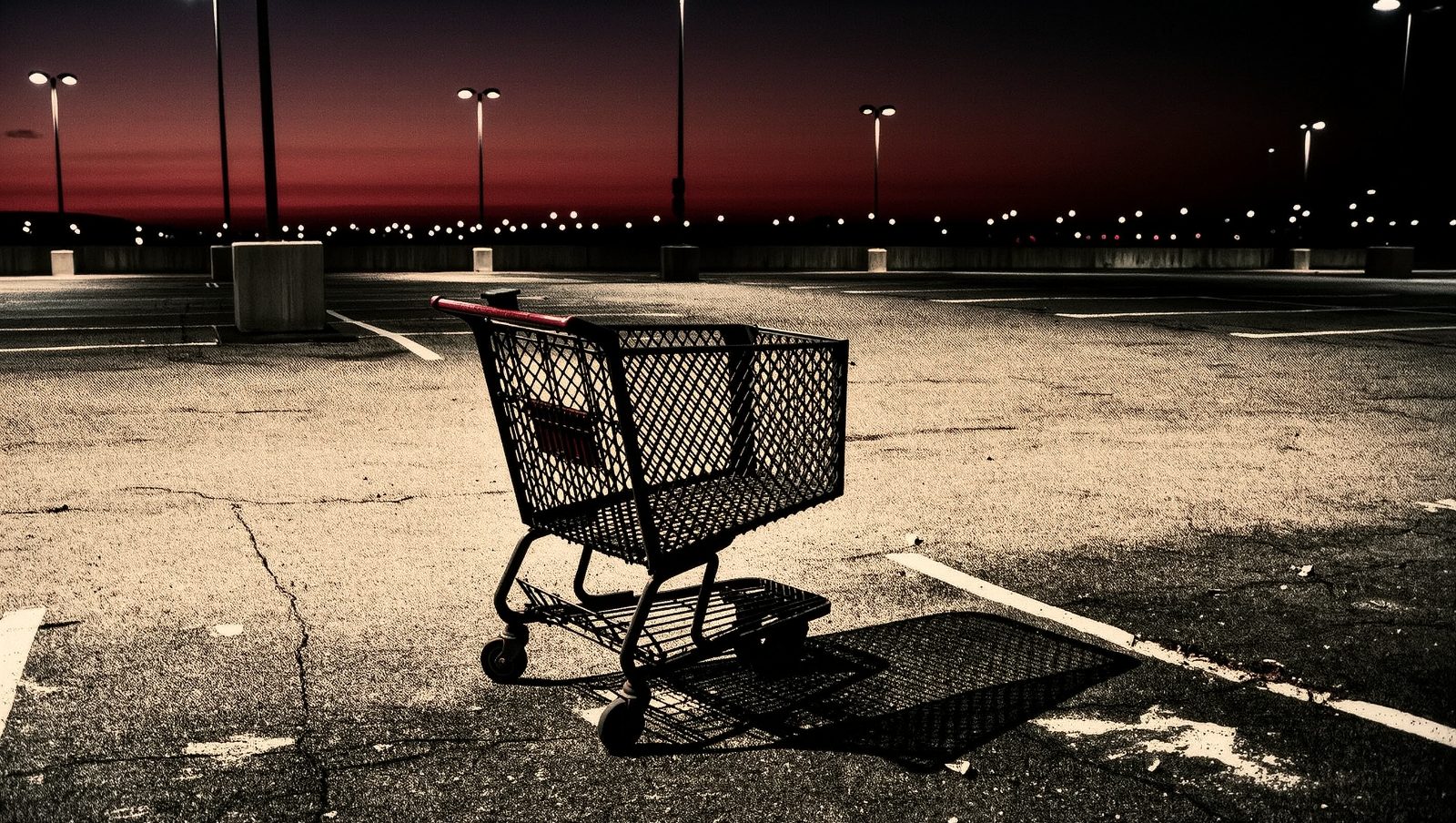 Ilustración retro de un carrito de supermercado abandonado, ejemplo de objetos cotidianos con un origen sorprendente