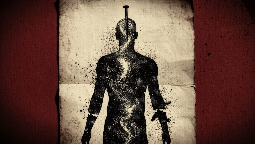 Ilustración artística abstracta sobre el hierro que contiene el cuerpo humano