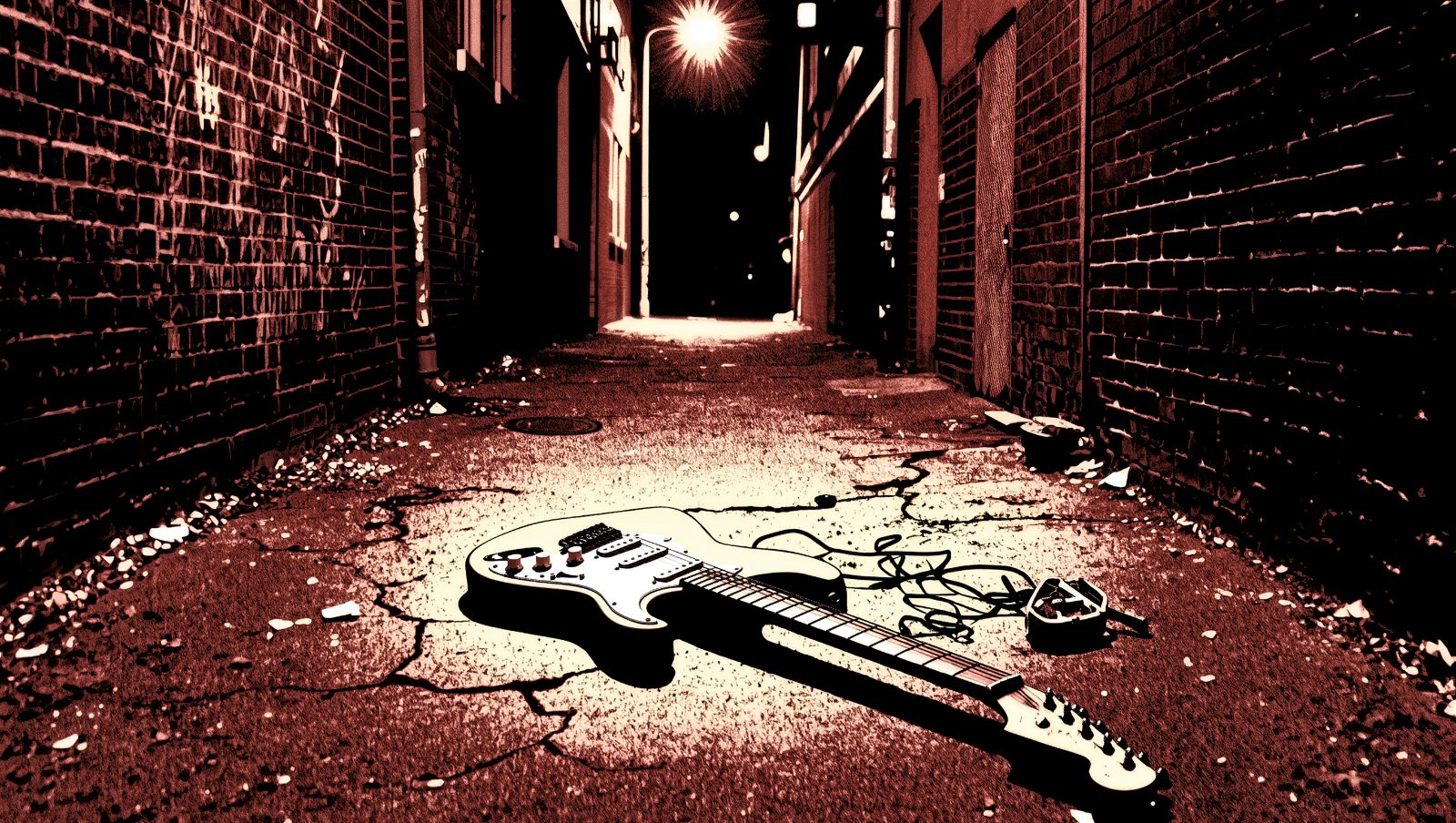 guitarra electrica rota en callejon, frases de musicos rebeldes que marcaron una epoca