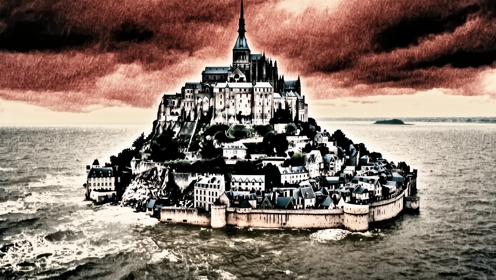 Ilustración del castillo templario del Papa Luna en Peñíscola sobre el mar