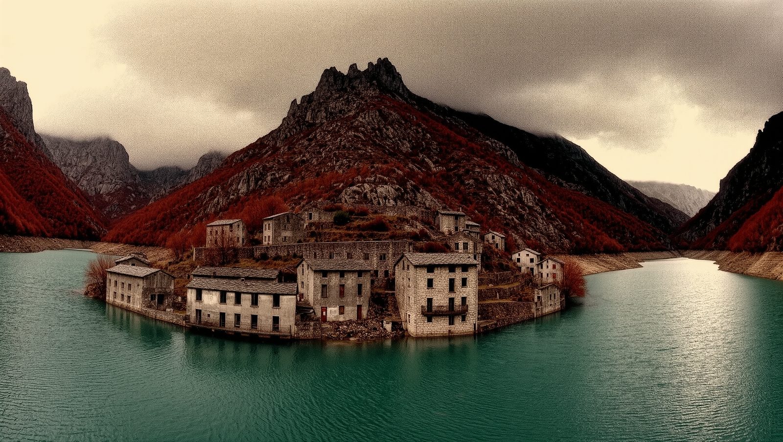 Pueblo ahogado en un embalse del Pirineo oscense