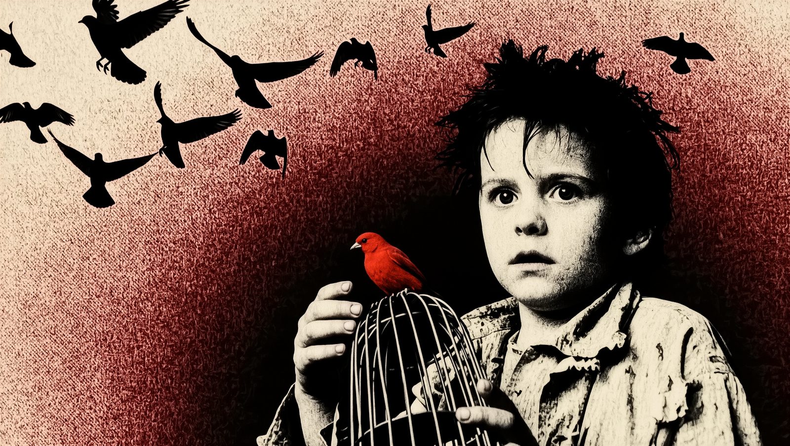 Más vale pájaro en mano que ciento volando, ilustración grunge retro estilo revista