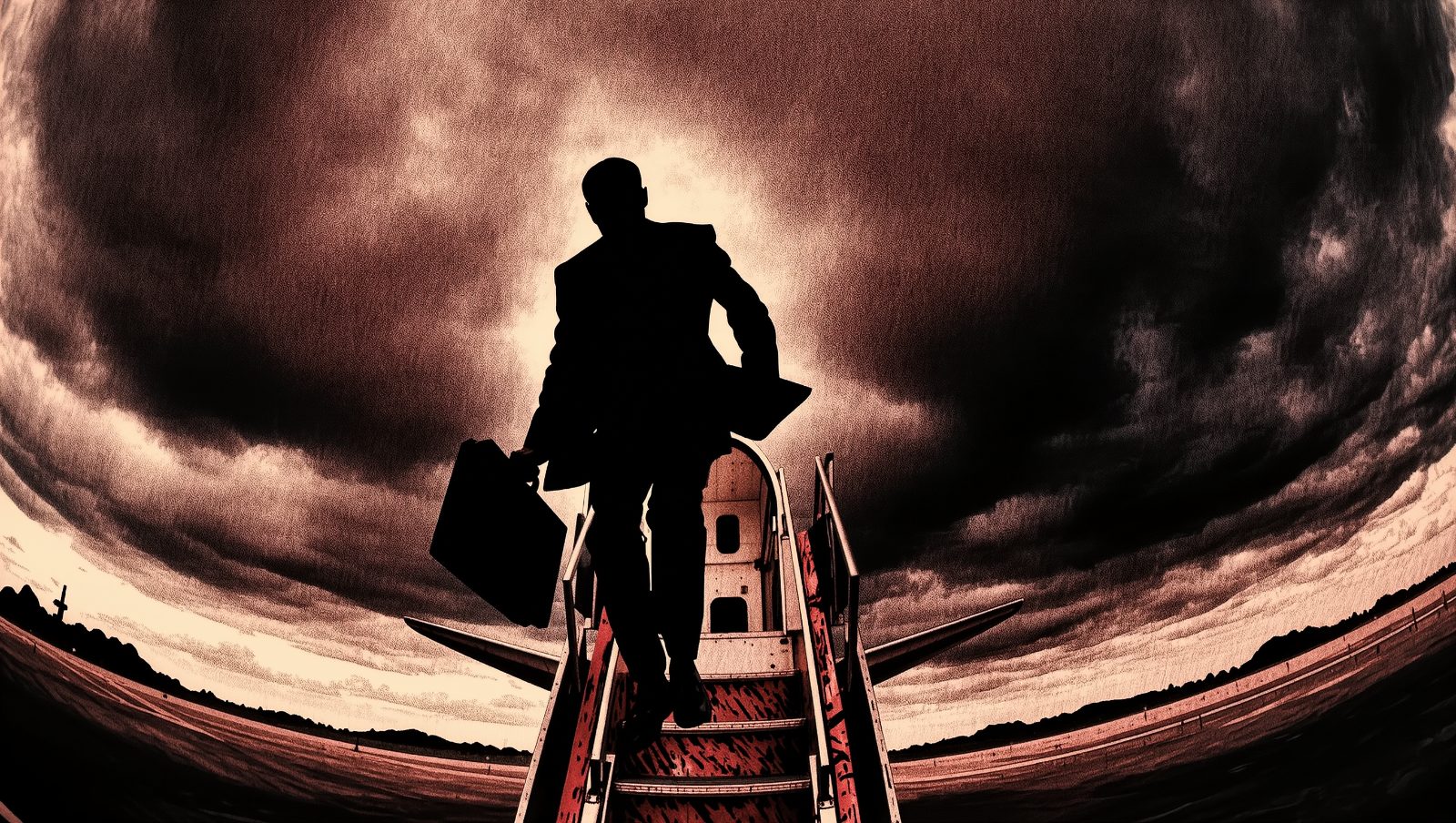 Ilustración estilo grunge retro de una figura saltando en paracaídas de un avión de noche, evocando el caso D.B. Cooper