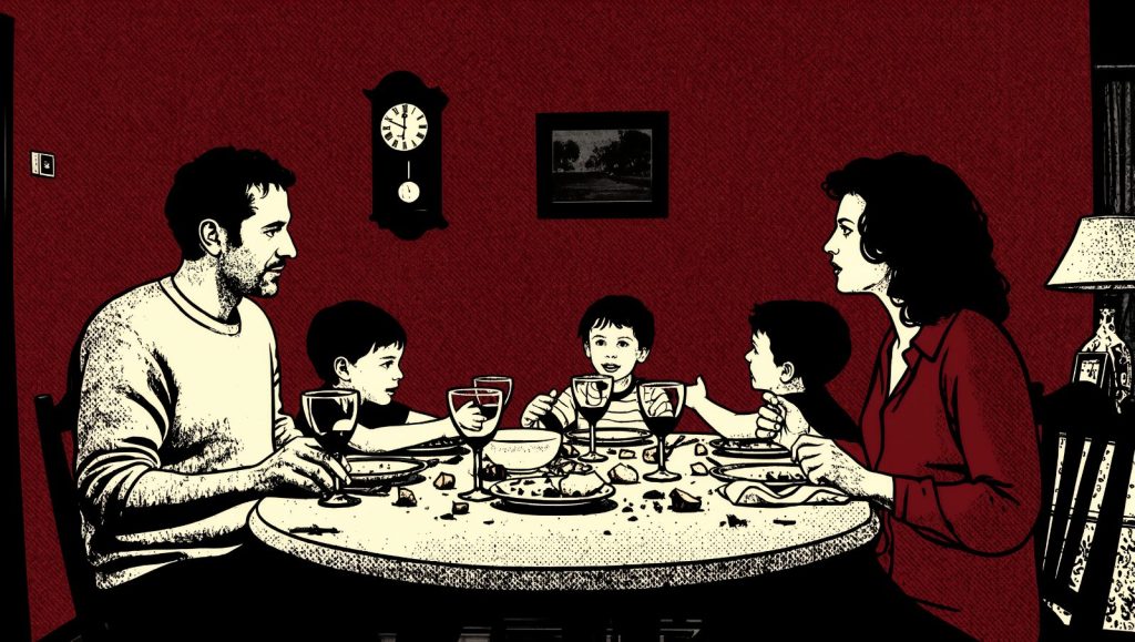 Sobremesa, palabra española sin traducción directa: familia charlando largo rato tras la comida