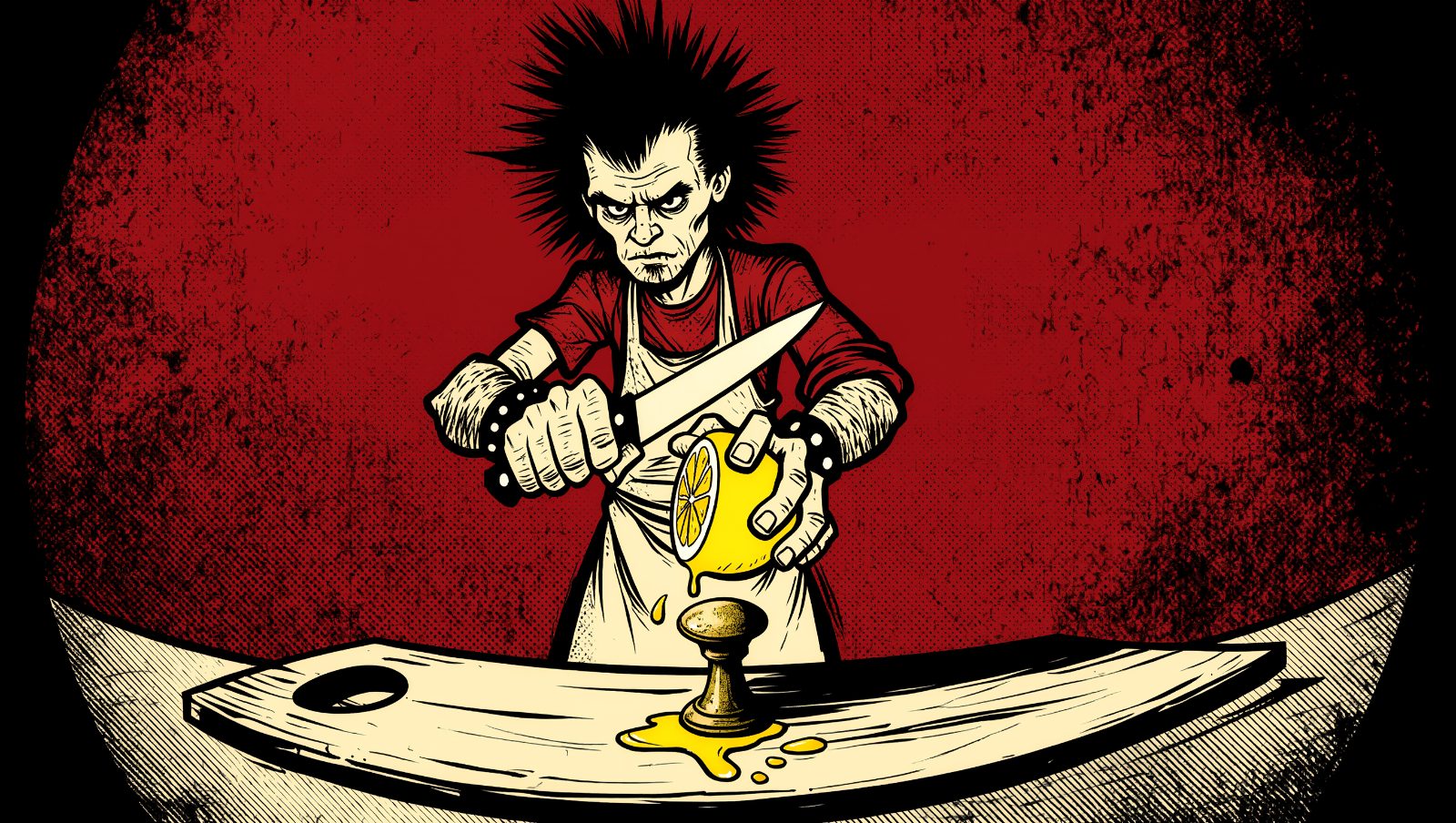 Persona limpiando un pomo de latón oxidado con limón cortado, truco casero sin química
