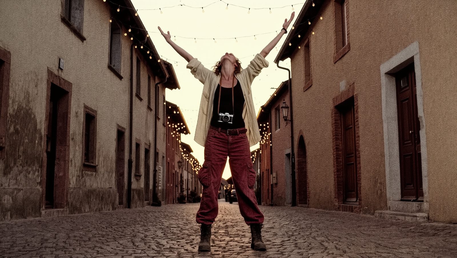 Mujer disfrutando con confianza de su primer viaje sola por una ciudad europea
